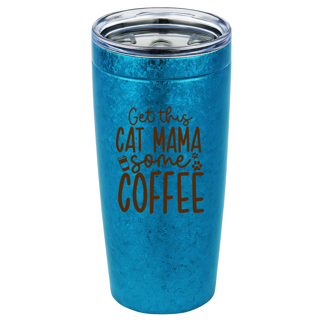 Cat Mama Tumbler, Blue Metallic
