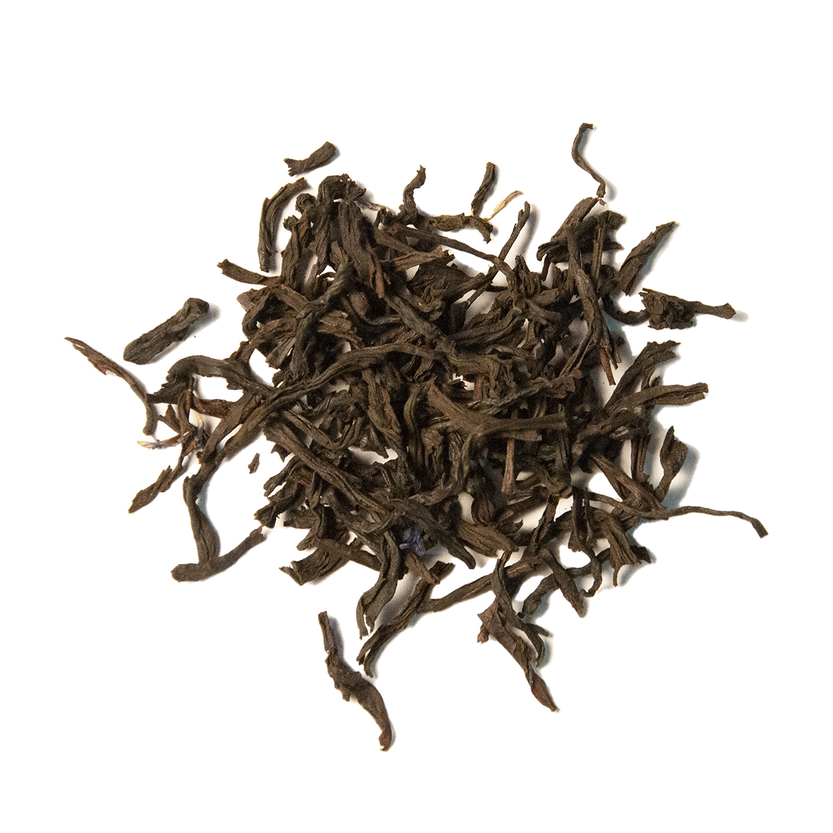 A close-up image of loose leaf Earl Grey black tea.