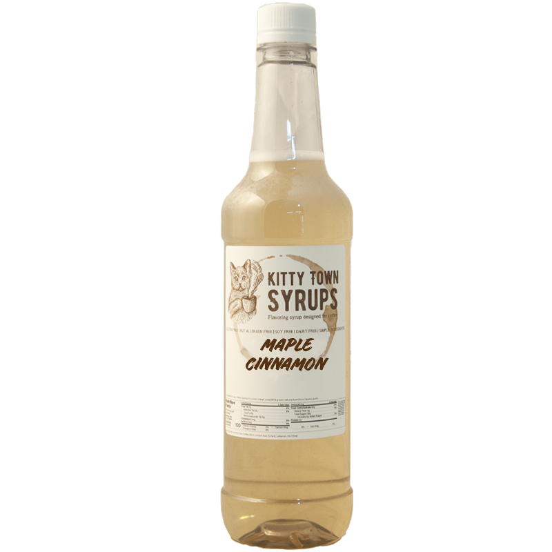 A bottle of Maple Cinnamon flavoring syrup