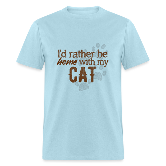 Home With My Cat T-Shirt - powder blue