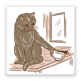 Cat On Table Sticker