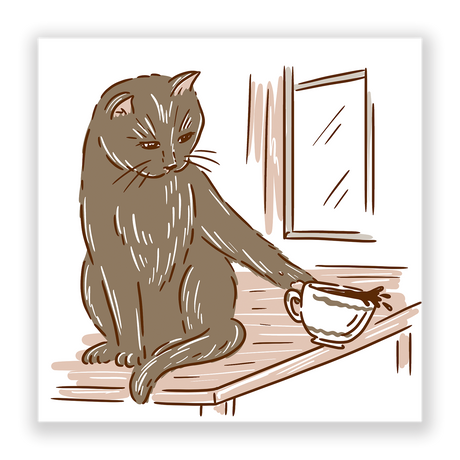 Cat On Table Sticker