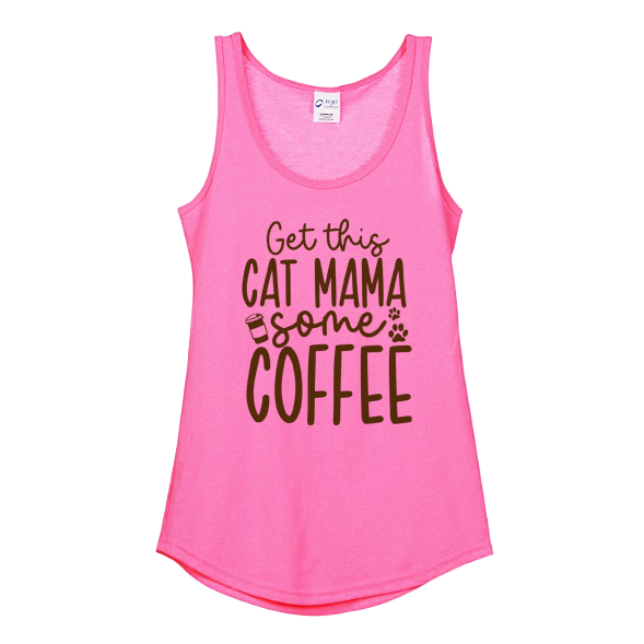 Cat Mama Tank - Neon Pink