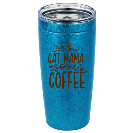 Cat Mama Tumbler, Blue Metallic 