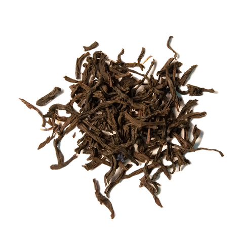 A close-up image of loose leaf Earl Grey black tea.