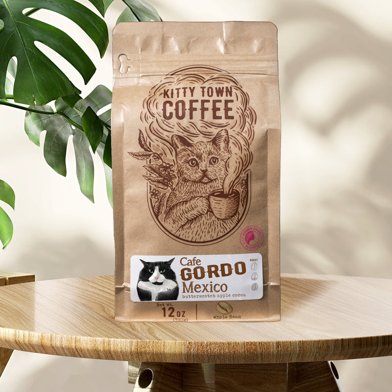 A bag of Gordo coffee