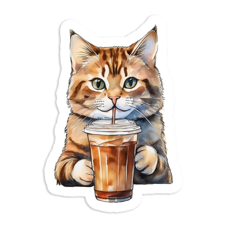 Iced Coffee Kitty Sticker