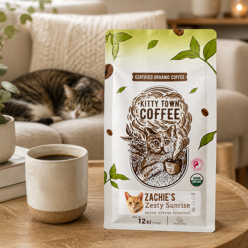A bag of Zachie coffee