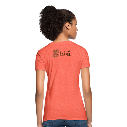 Drink Coffee Feed Cats T-Shirt - heather coral