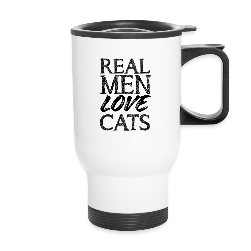 Real Men Love Cats Travel Mug - white