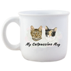 A white ceramic mug with two cats' images and the text 'My Catpuccino Mug'.