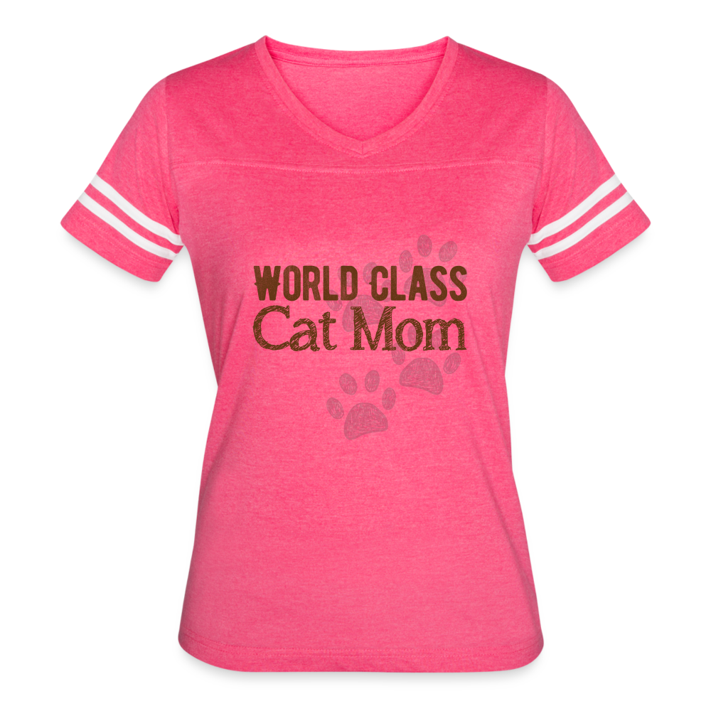 World Class Cat Mom Women's Shirt - vintage pink/white