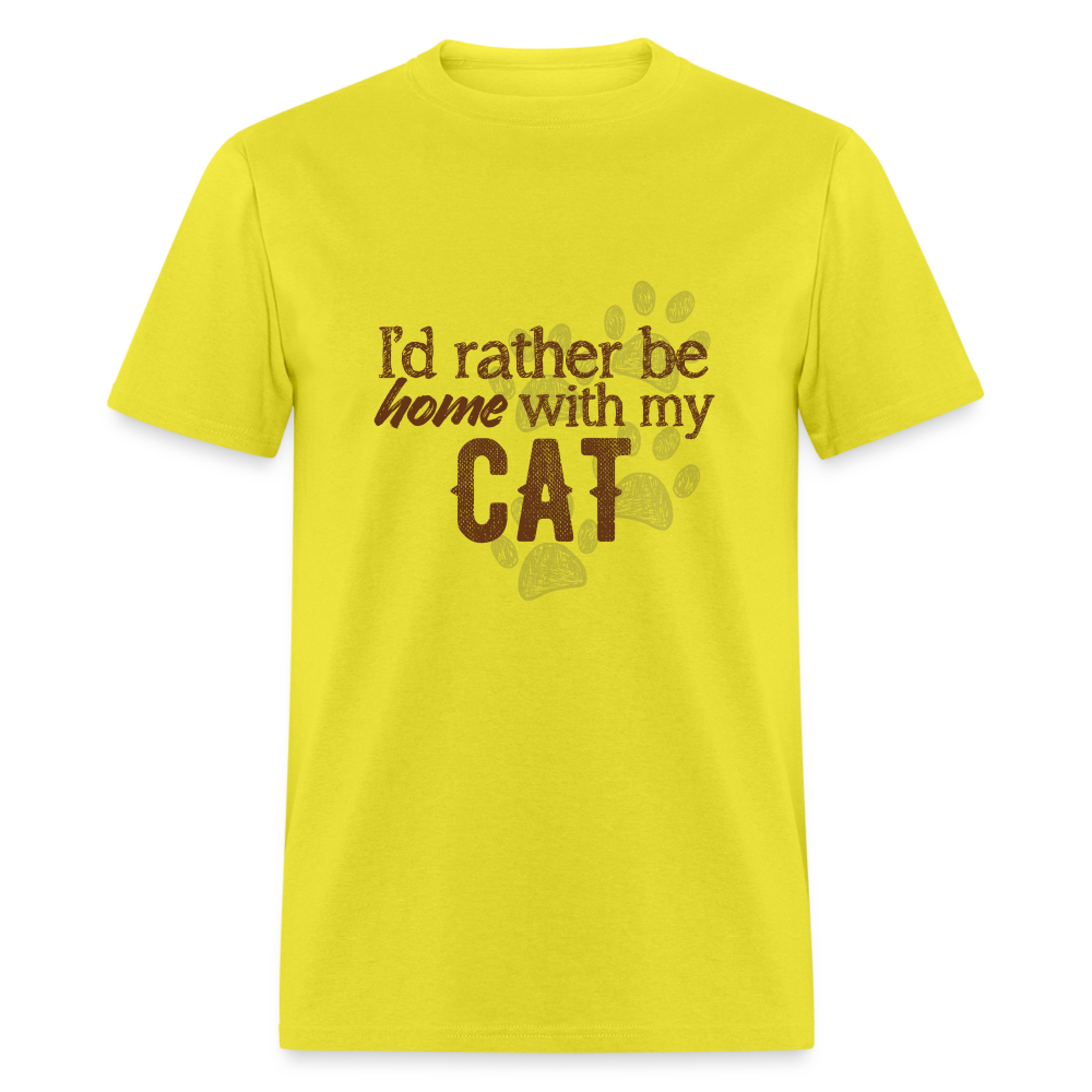 Home With My Cat T-Shirt - yellow